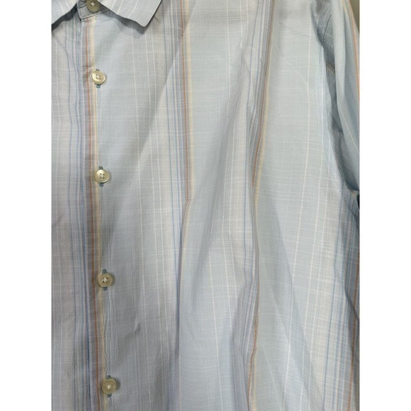 Tommy Bahama blue Stripe Button Collar Cotton Dress Shirt size large ***FLAW*** - Picture 5 of 14